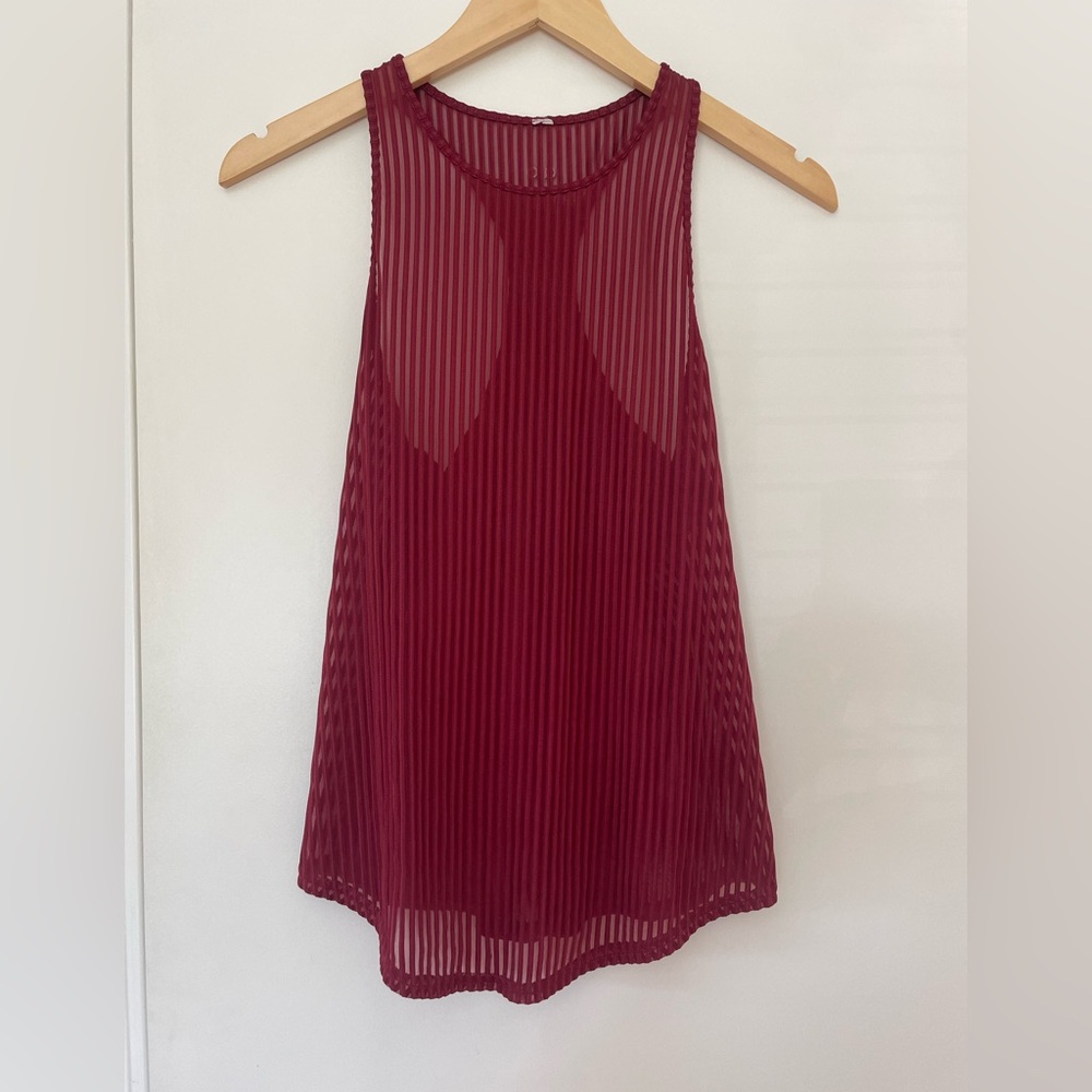 ALO Yoga Burgundy Sheer Ribbed Tank